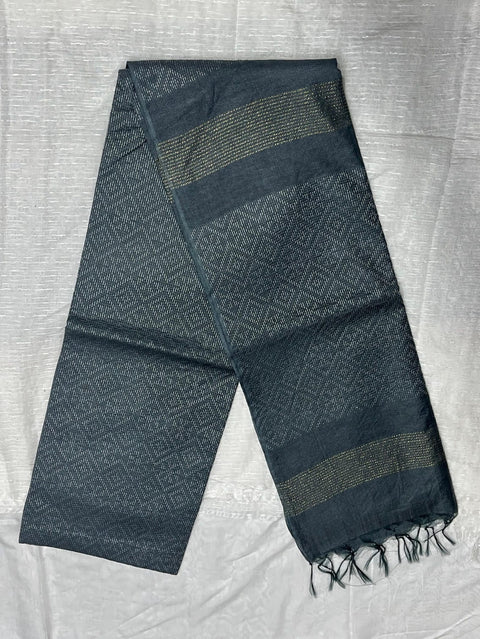Cotton Silk Geometric Design Woven Saree- Grey Color