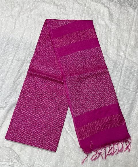 Cotton Silk Geometric Design Woven Saree- Pink Color