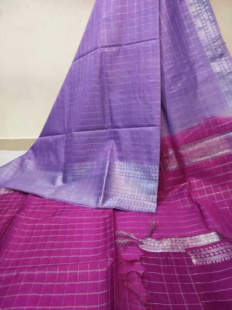 Mangalgiri Semi Silk Saree - Purple & Lavender Color