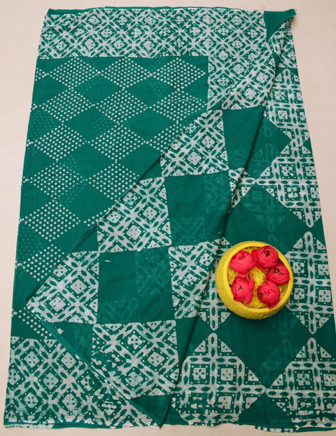 ముల్ముల్ కాటన్ చీర - ఆకుపచ్చ రంగు