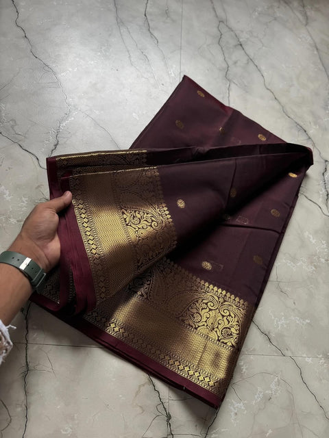 Banarasi Katan Semi Soft Silk Saree - Maroon Colour