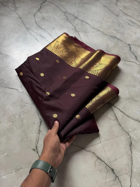 Banarasi Katan Semi Soft Silk Saree - Maroon Colour
