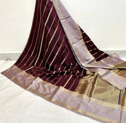 Semi Katan Banarasi Soft Silk Saree - Maroon Color