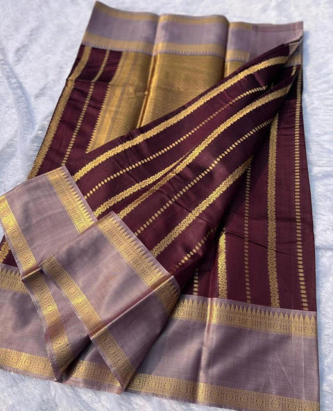 Semi Katan Banarasi Soft Silk Saree - Maroon Color
