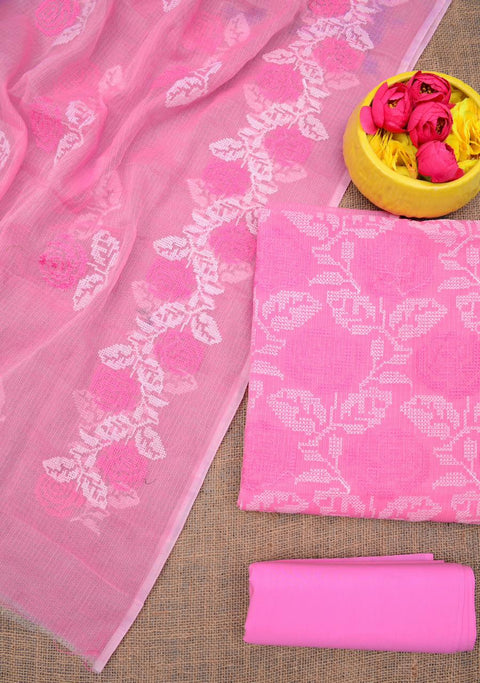 కోట డోరియా ఎంబ్రాయిడరీ సూట్లు - ఆరెంజ్ కలర్