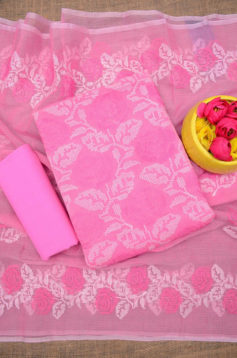 కోట డోరియా ఎంబ్రాయిడరీ సూట్లు - ఆరెంజ్ కలర్