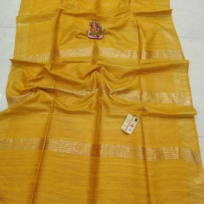 Pure Tussar Silk Ghicha Saree - Yellow Color