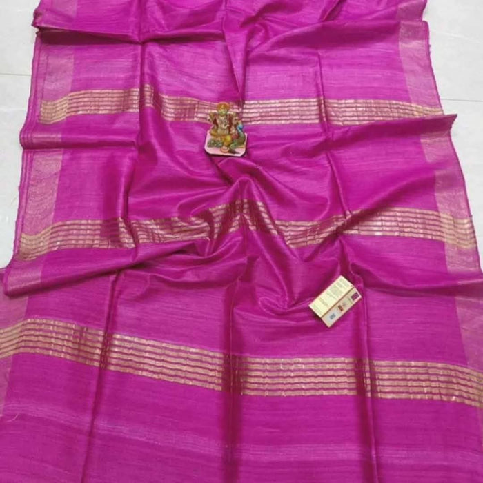 Pure Tussar Silk Ghicha Saree - Pink Colour