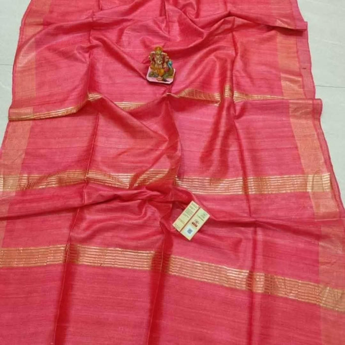 Pure Tussar Silk Ghicha Saree - Light Pink Color