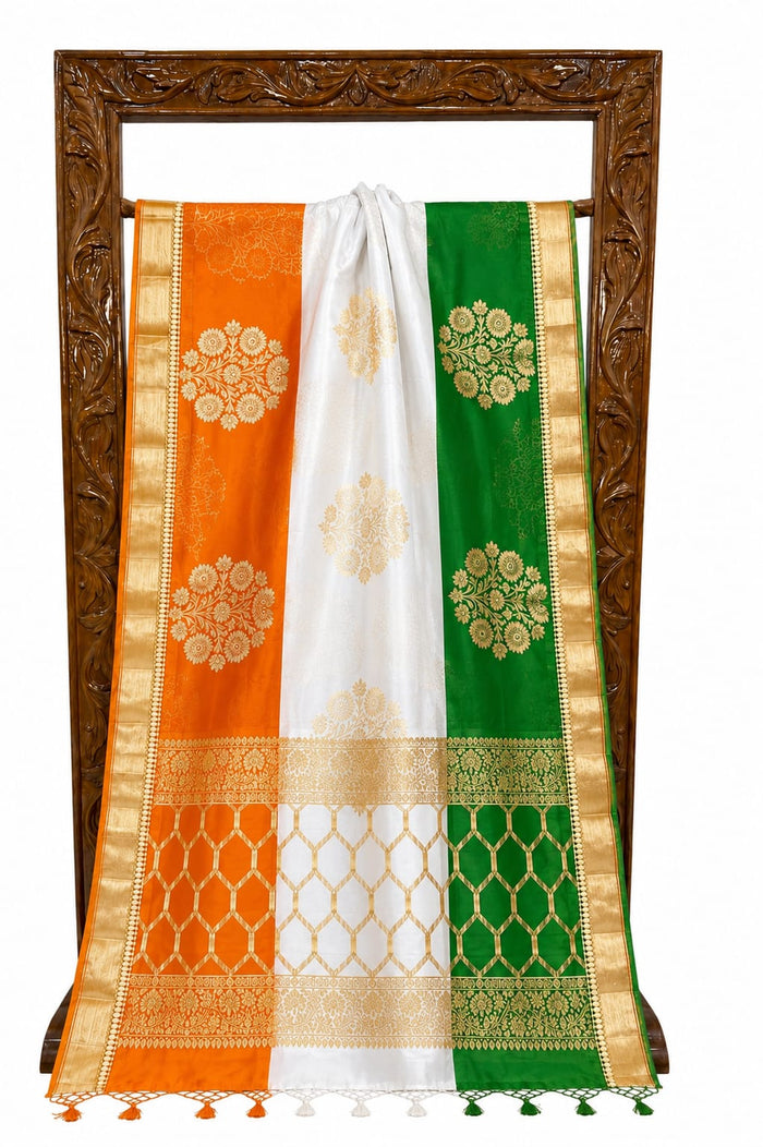 Independence Day Tricolour Semi Organza Silk Saree