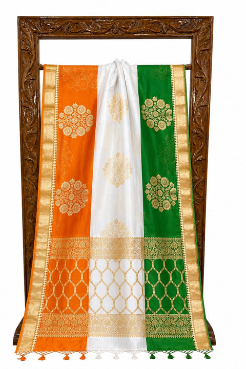 Independence Day Tricolour Semi Organza Silk Saree