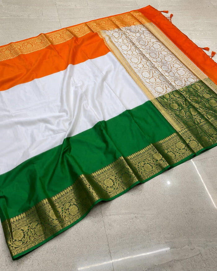 Banarasi Warm Silk Independence Day Tricolor Saree