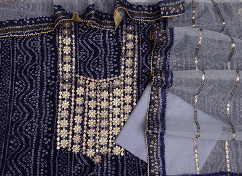 Gota Patti Work Kota Doria Suit -  Blue