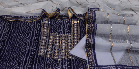 Gota Patti Work Kota Doria Suit -  Blue