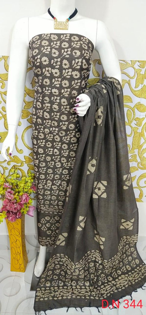 Batik Printed Matka Cotton Salwar Suit - Black - Trend In Need