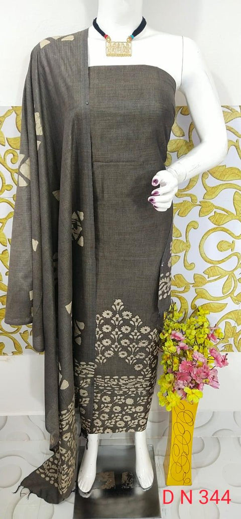 Batik Printed Matka Cotton Salwar Suit - Black - Trend In Need