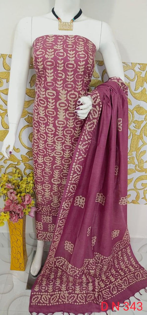 Batik Printed Matka Cotton Salwar Suit - Pink - Trend In Need