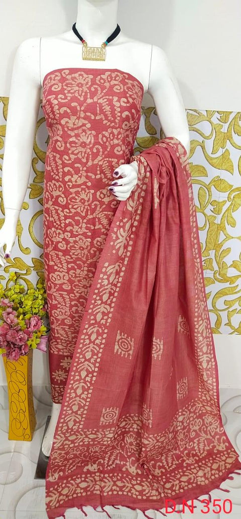 Batik Printed Matka Cotton Salwar Suit - Pink - Trend In Need