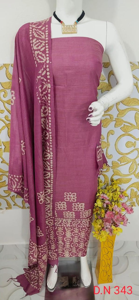 Batik Printed Matka Cotton Salwar Suit - Pink - Trend In Need