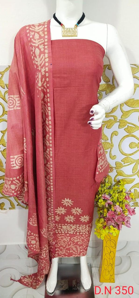 Batik Printed Matka Cotton Salwar Suit - Red - Trend In Need