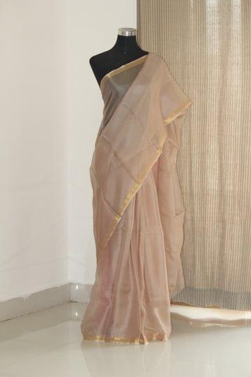 Beige - Pure Organza Kota Doria Silk Saree - Trend In Need
