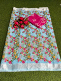Blue Color Kota Doria Embroidery Saree