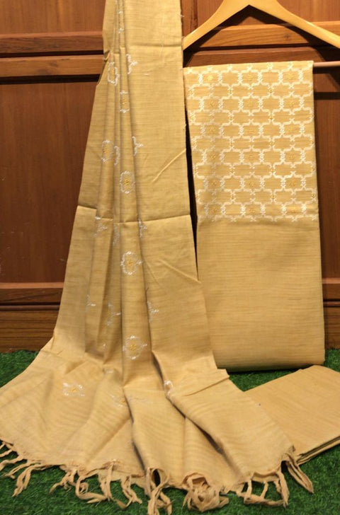 Cotton Silk Embroidered Suit Burst of Gold Color - Trend In Need