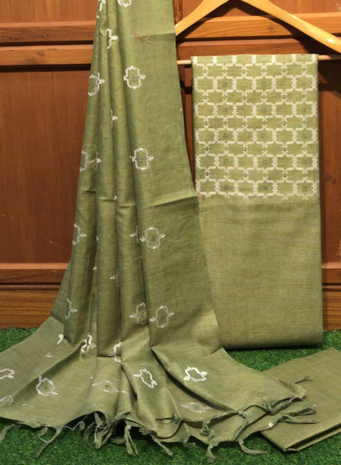 Cotton Silk Embroidered Suit Green Color - Trend In Need