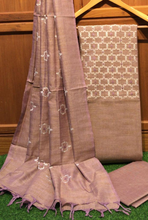 Cotton Silk Embroidered Suit RosyBrown Color - Trend In Need