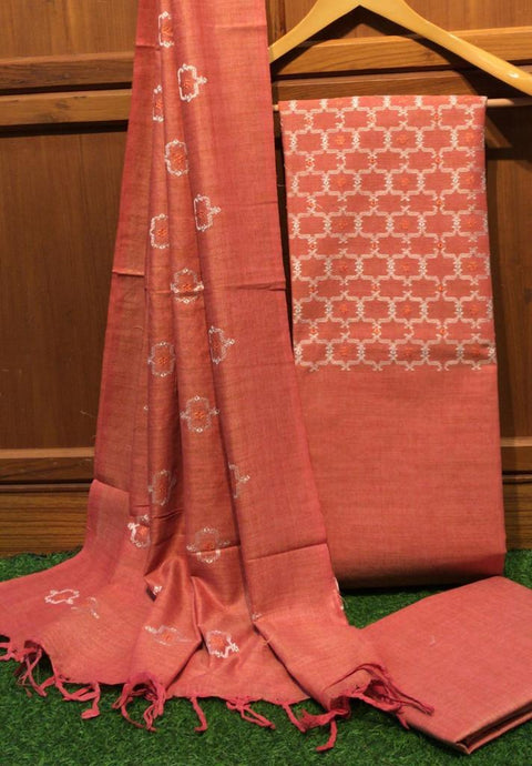 Cotton Silk Embroidered Suit Sweet Baby Rose Color - Trend In Need