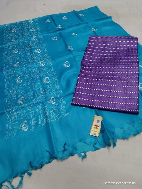 Katan Silk Dress Material - Purple - Trend In Need