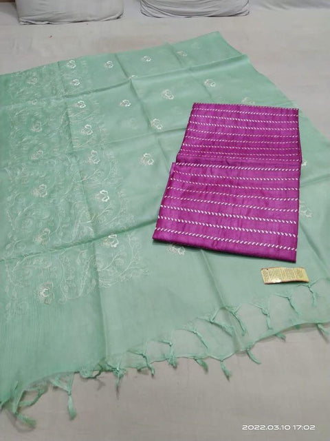 Katan Silk Dress Material - Rani Pink - Trend In Need