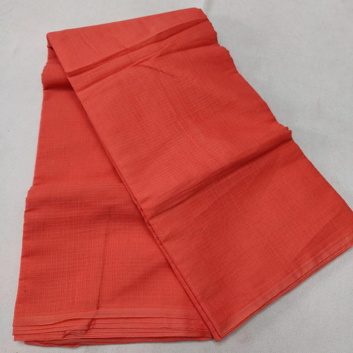 Kota Cotton Plain Saree - Peach Color