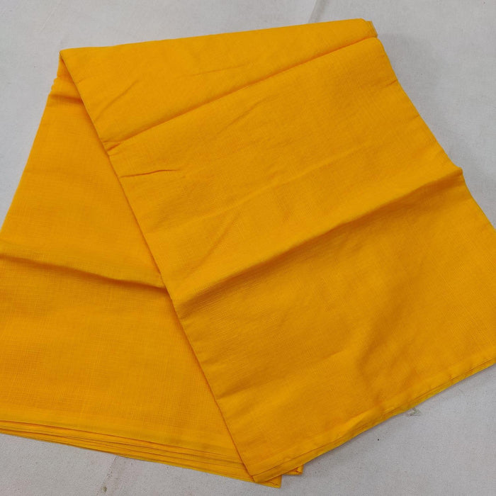 Kota Cotton Plain Saree - Yellow Color