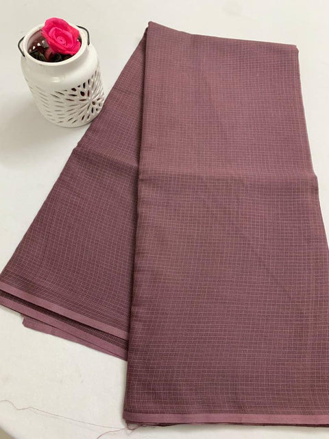 Kota Doria Pure Cotton Plain Saree - Muddy Red - Trend In Need
