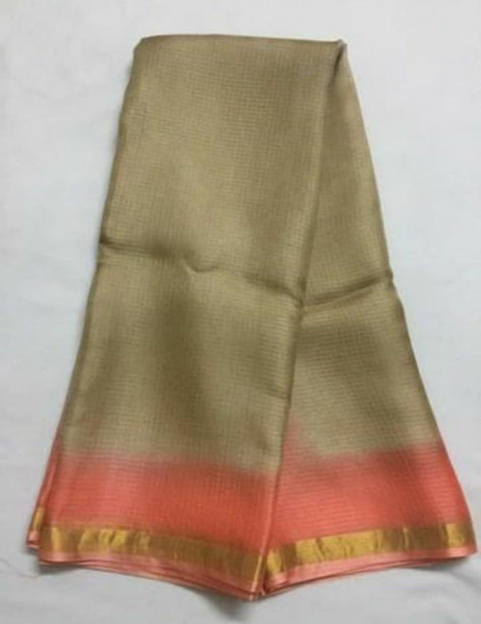 Pure Kota Silk Double Color Saree - Beige Color