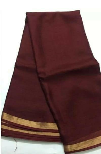 Kota Doria Pure Silk Saree - Brown - Trend In Need