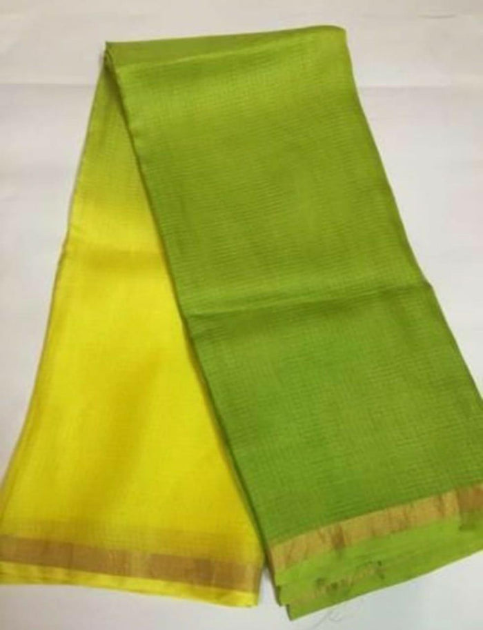 Pure Kota Silk Double Color Saree - Green Color