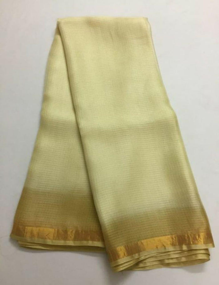 Pure Kota Silk Double Color Saree - Cream Color