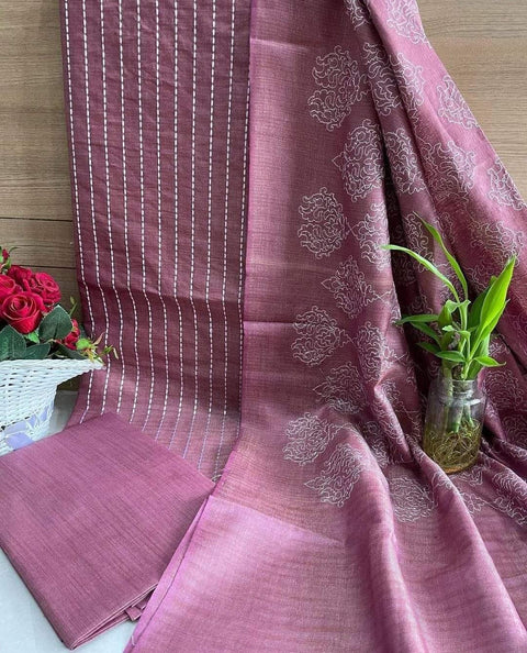 Matka Cotton Embroidered Suits - Pink Color - Trend In Need