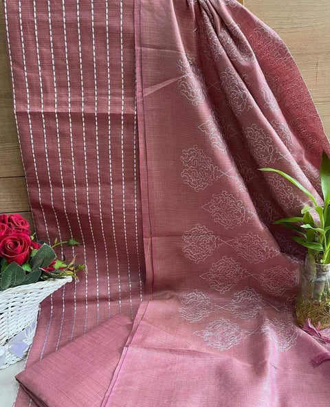 Matka Cotton Embroidered Suits - Pink - Trend In Need