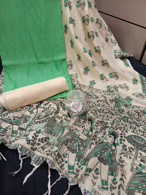 Matka Cotton Printed Suit - Green - Trend In Need