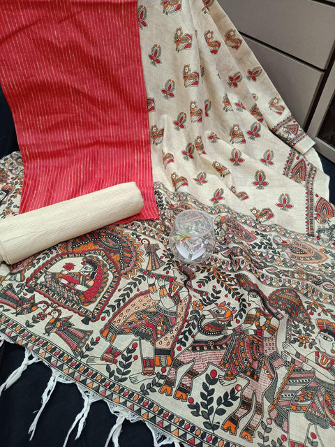 Matka Cotton Printed Suit - Red - Trend In Need