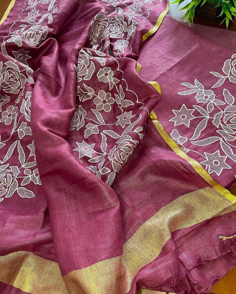 Pink - Cotton Slub Salwar Suit With Resham Embroidery - Trend In Need