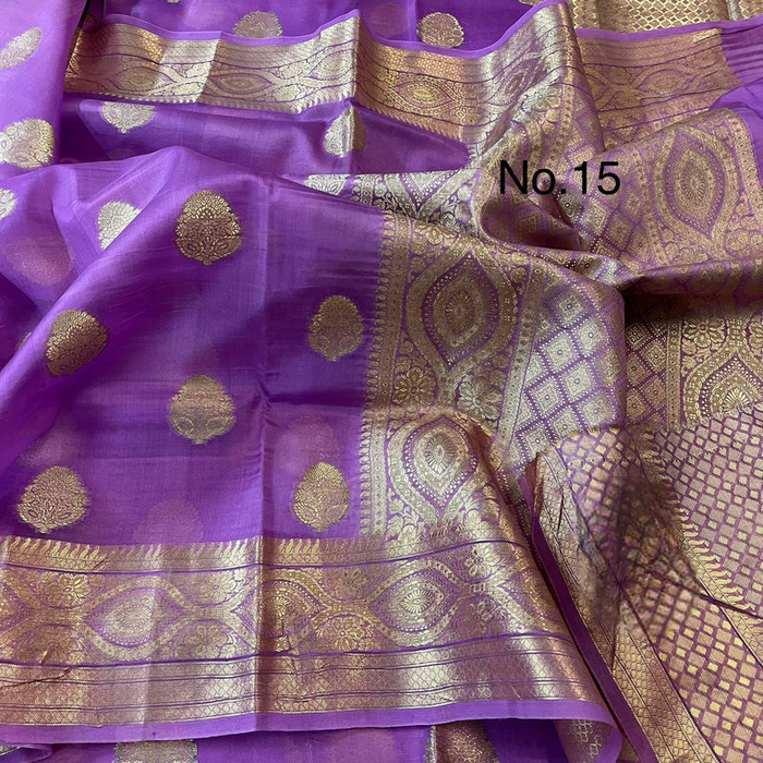 Pure Organza Banarasi Silk Saree - Purple Color