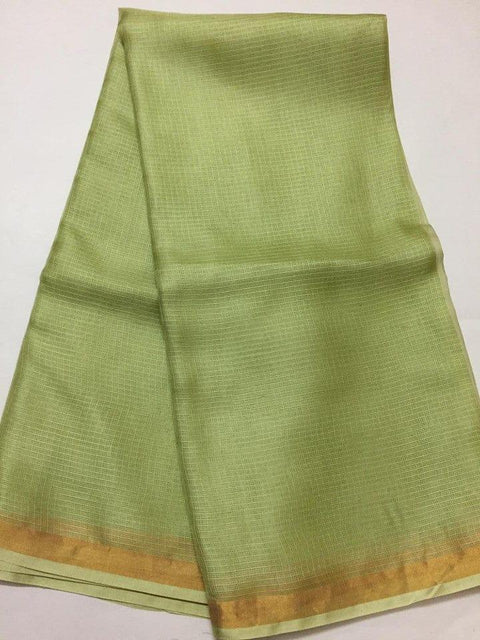 Pure Organza Kota Doria Silk Saree - Green - Trend In Need