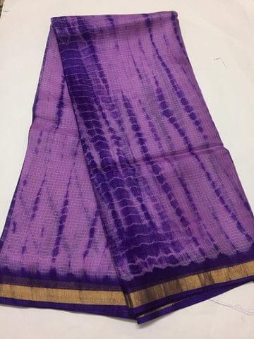 Pure Organza Kota Doria Silk Saree - Purple - Trend In Need