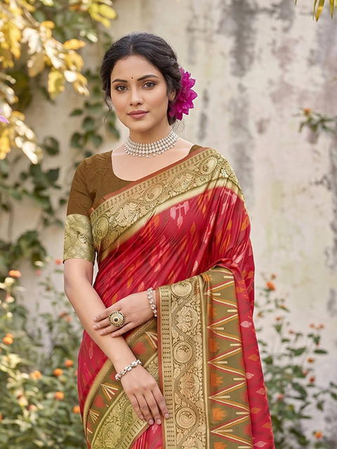 బ్లాక్ ప్రింటెడ్ కోట డోరియా చీర - ఆకుపచ్చ రంగు