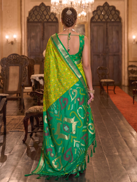 Mehandi Green Soft Silk Woven Saree with Green Pallu