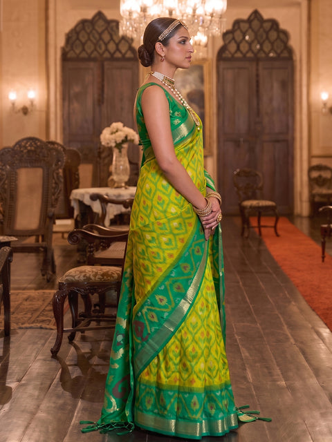 Mehandi Green Soft Silk Woven Saree with Green Pallu